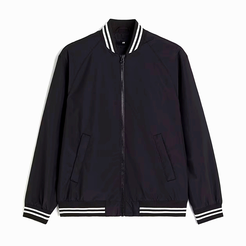 L.O.G.G. H&M Men's Black Bomber Jacket Size M Excellent Pre-owned Condition